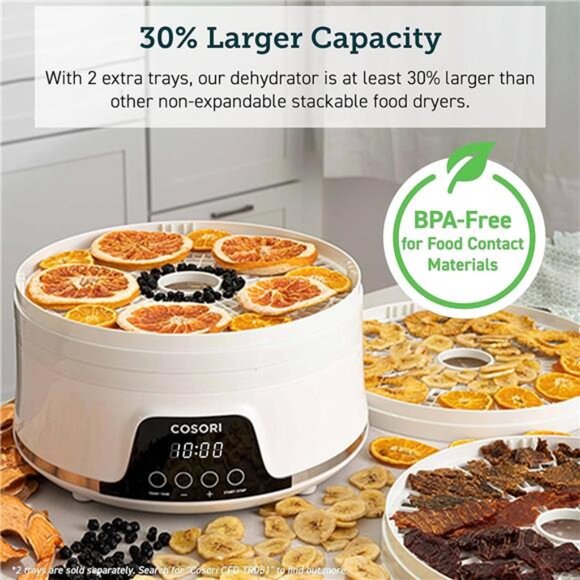Food Dehydrator Machine for Jerky, 5 BPA-Free 12.2" Trays Temperature Control - Picture 3 of 7